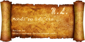 Mohápp Lúcia névjegykártya